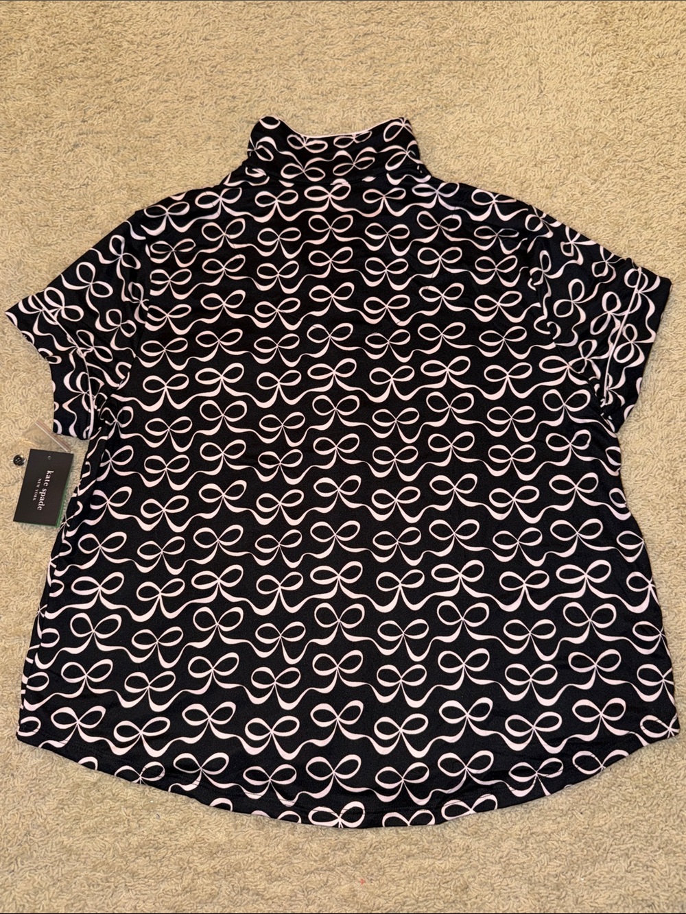 kate spade Black Pajama Set with Pale Pink Bow Print - Picture 7 of 15